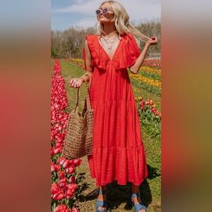 NWT Hunter & Brown Pink Boho Flowy Maxi Dress